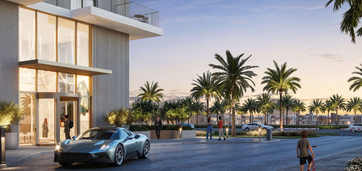 Modern apartment building at Parkland in Dubai Hills Estate