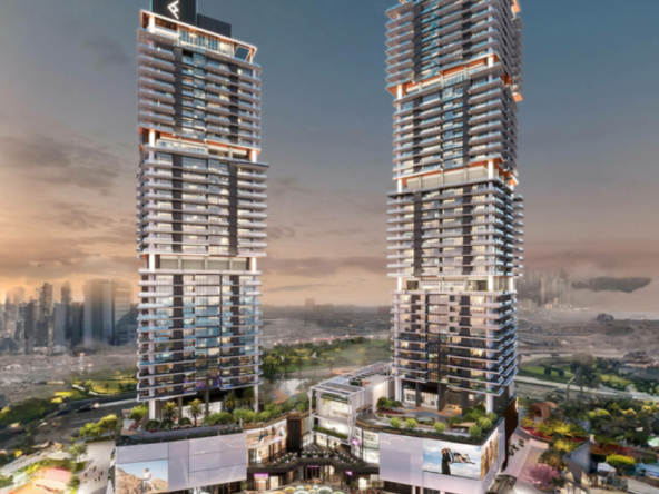 Luxury high-rise apartments at Mercer House overlooking Uptown Dubai skyline