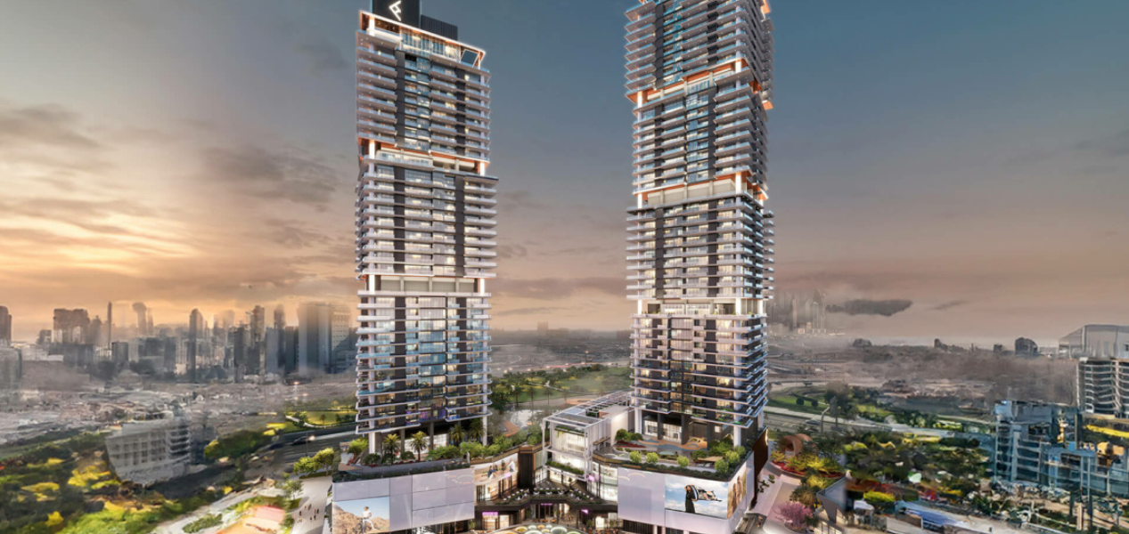 Luxury high-rise apartments at Mercer House overlooking Uptown Dubai skyline