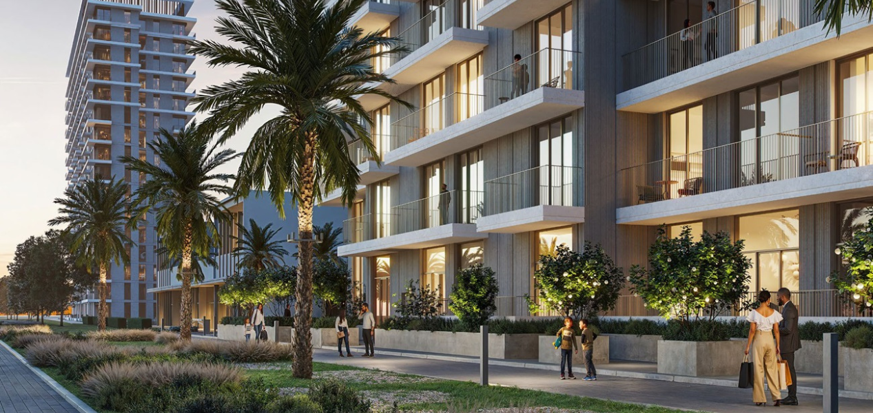 Modern apartment building at Parkland in Dubai Hills Estate