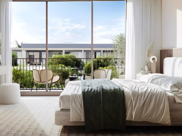 Stylish master bedroom design in Greenville 2 by Emaar South