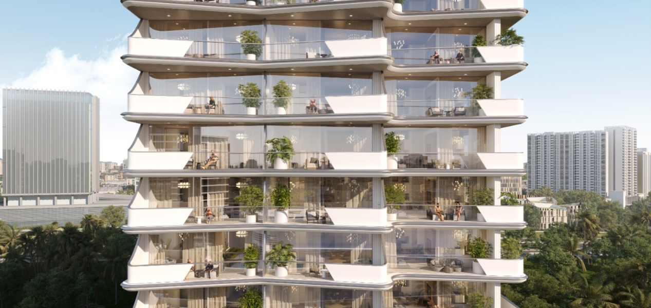 Elegant balconies of Cove Edition 3 smart apartments in Dubailand