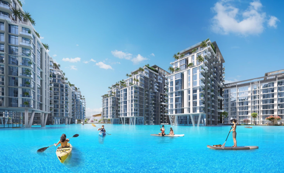Community view of Azizi Venice with crystal lagoon