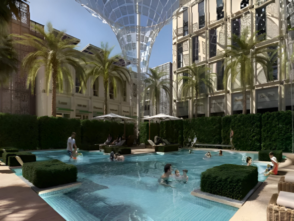 Swimming pool at Al Waha Residences by Expo City Dubai