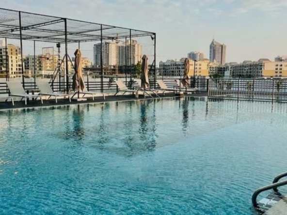 Rooftop pool at Furnished Apartment Arjan Dubai