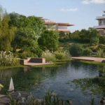 The Wilds Aldar luxury villas surrounded by landscaped lake and greenery in Dubailand