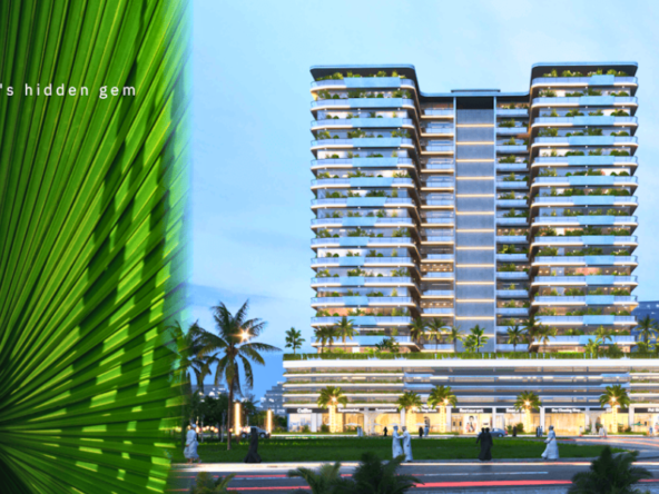 Night view of Forest City Tower Majan luxury apartment