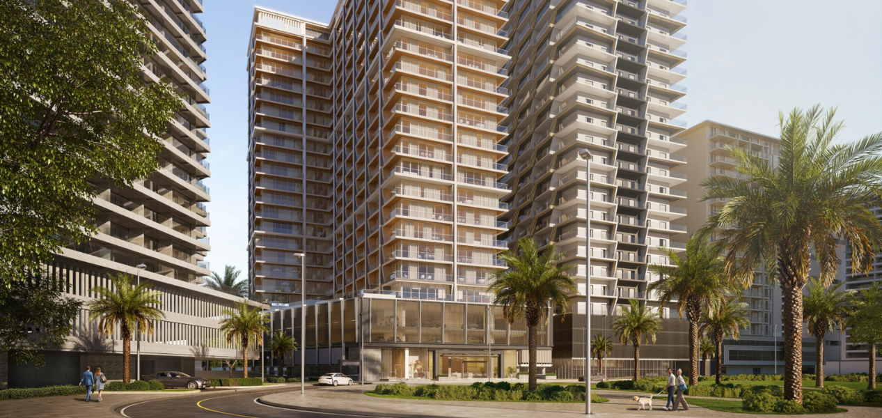 Exterior view of Binghatti Starlight Al Jaddaf residential apartments in Dubai