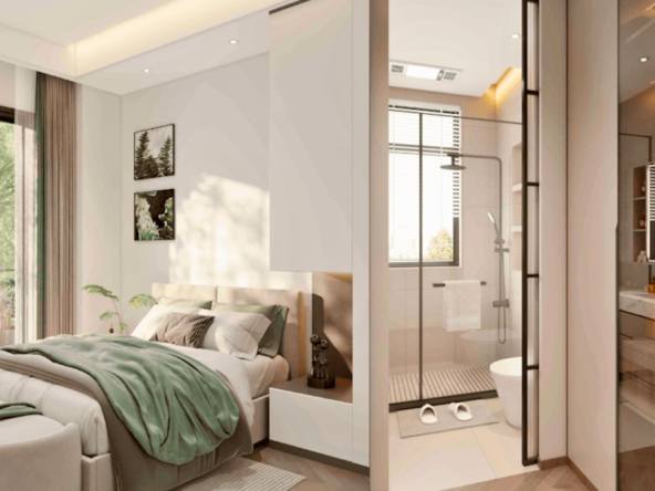 Master bedroom with garden view in Forest City Tower Majan