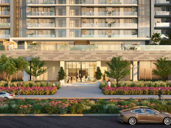 Front view of Ellington House Dubai Hills with landscaped entrance