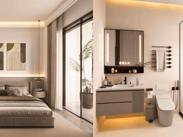bedroom and bathroom in Forest City Tower Majan