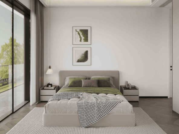 Bedroom with private garden access in Forest City Tower Majan