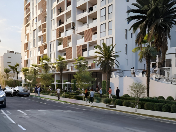 Exterior view of Hillside Residences Wasl Gate showcasing the architecture and landscaped surroundings