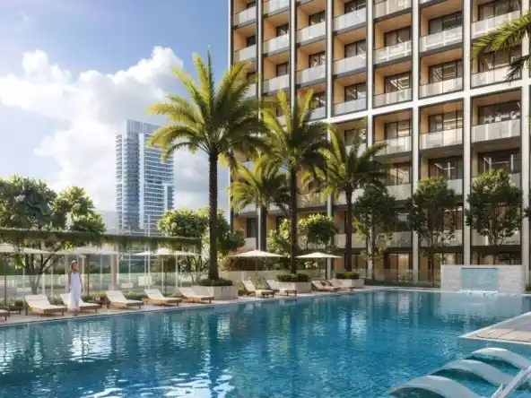 Swimming pool at Binghatti Elite Apartments Dubai Production City