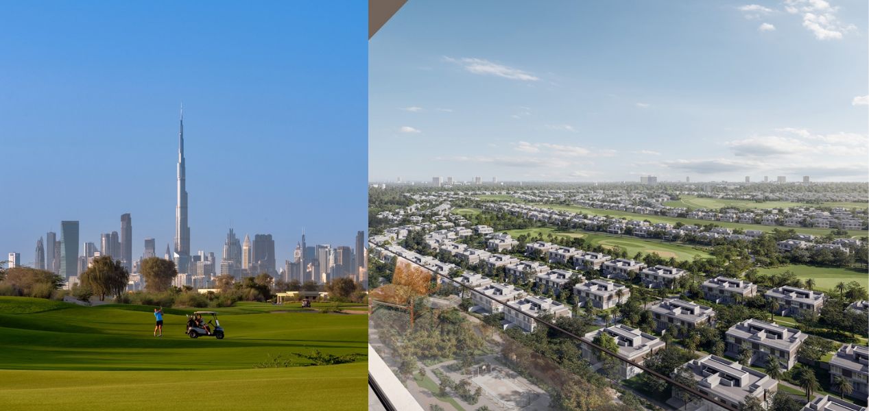 Golf course view from Rosehill by Emaar at Dubai Hills Estate apartments