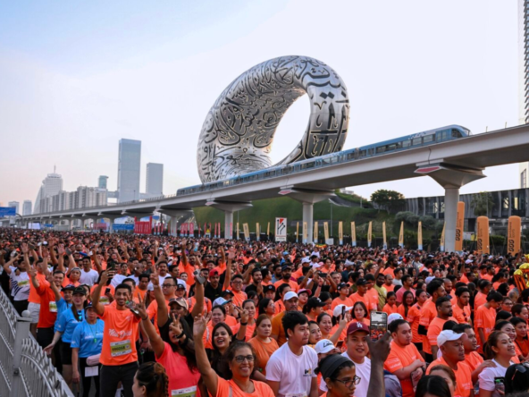 Large crowd gathered near Museum of the Future highlighting growth of Dubai population 2025