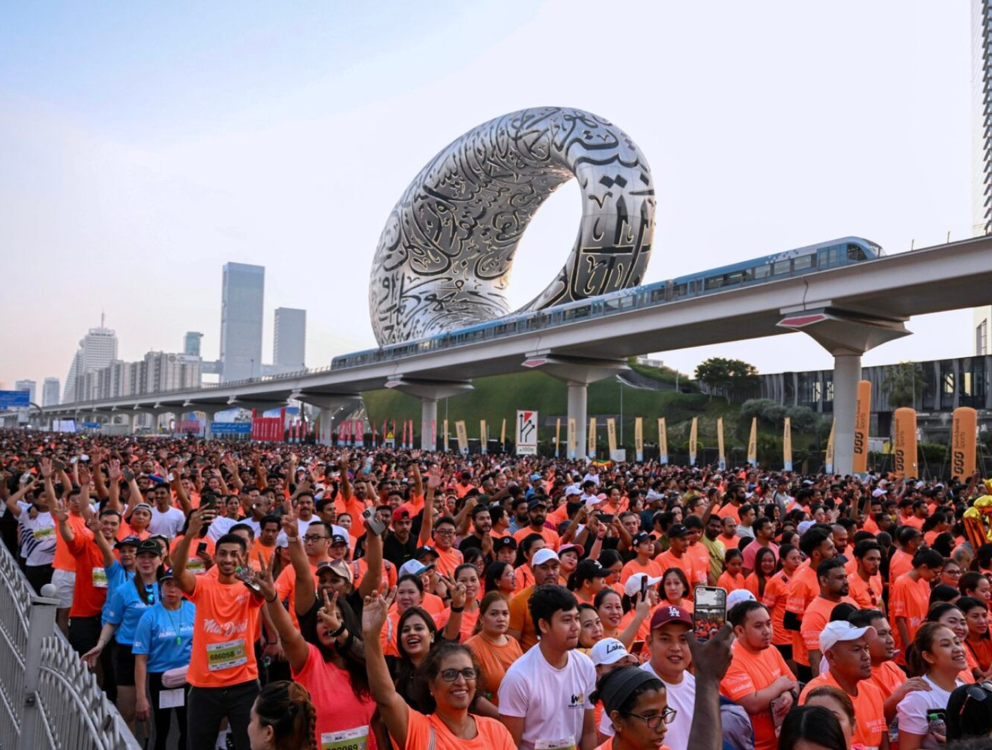 Large crowd gathered near Museum of the Future highlighting growth of Dubai population 2025