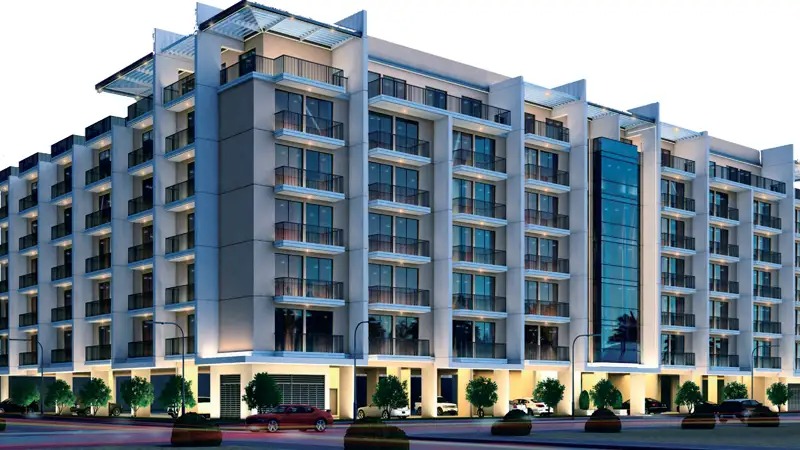 Exterior view of Sports View Residence Dubailand showcasing modern architecture