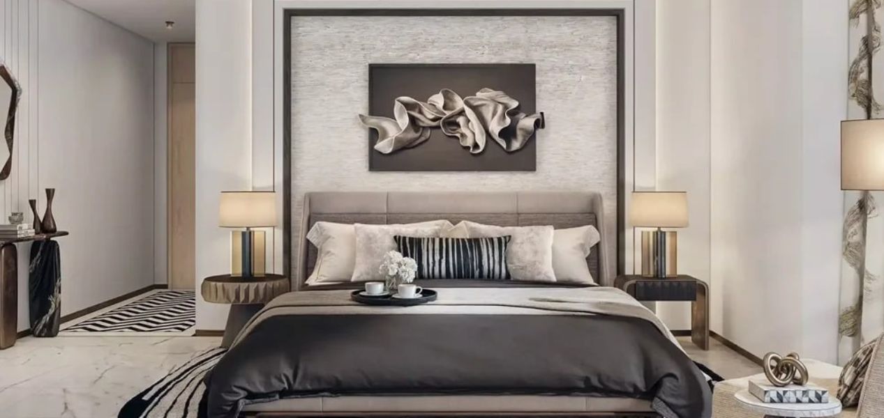 Premium bedroom with modern interiors in Binghatti Skyblade Downtown Dubai