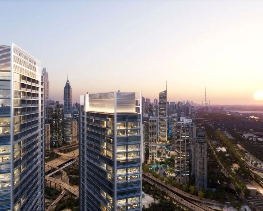 Modern residential and commercial properties in Sheikh Zayed Road Dubai with skyline views