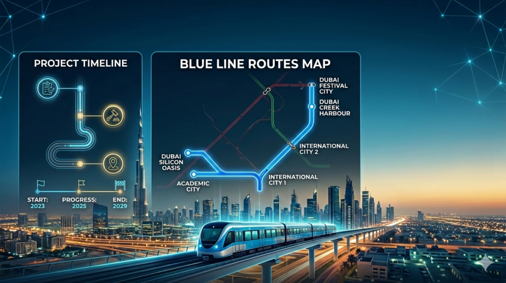 Dubai Metro Blue Line route