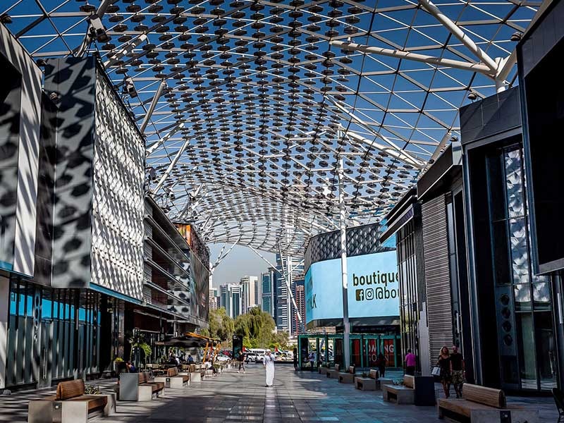 Best places to visit in Dubai during Eid at City Walk with restaurants and evening lights